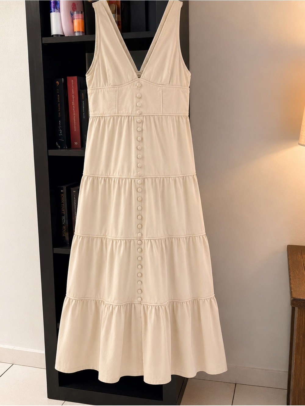 Women's Cream Tiered Button-Front Sundress - Picture 2 of 2